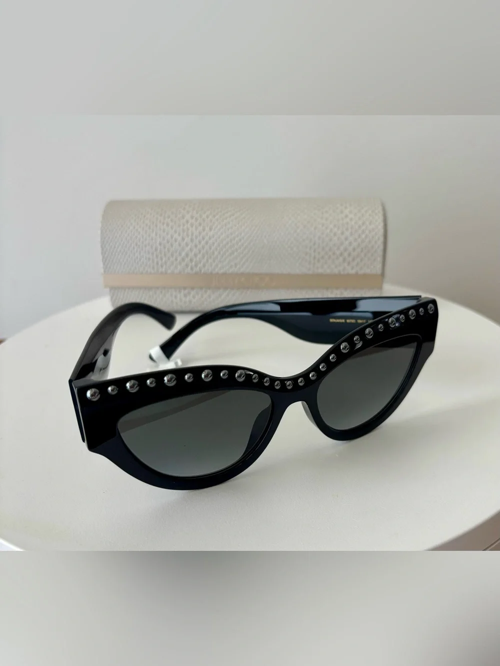 Jimmy Choo Black Cat-Eye Sunglasses with Silver Stud Accents NIB w/dust cloth